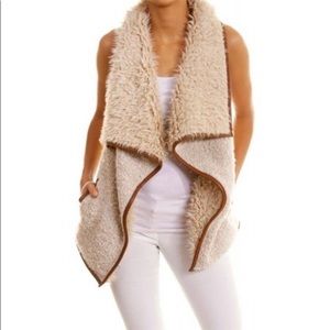 Anthropologie Love Tree Faux Fur Leather Vest